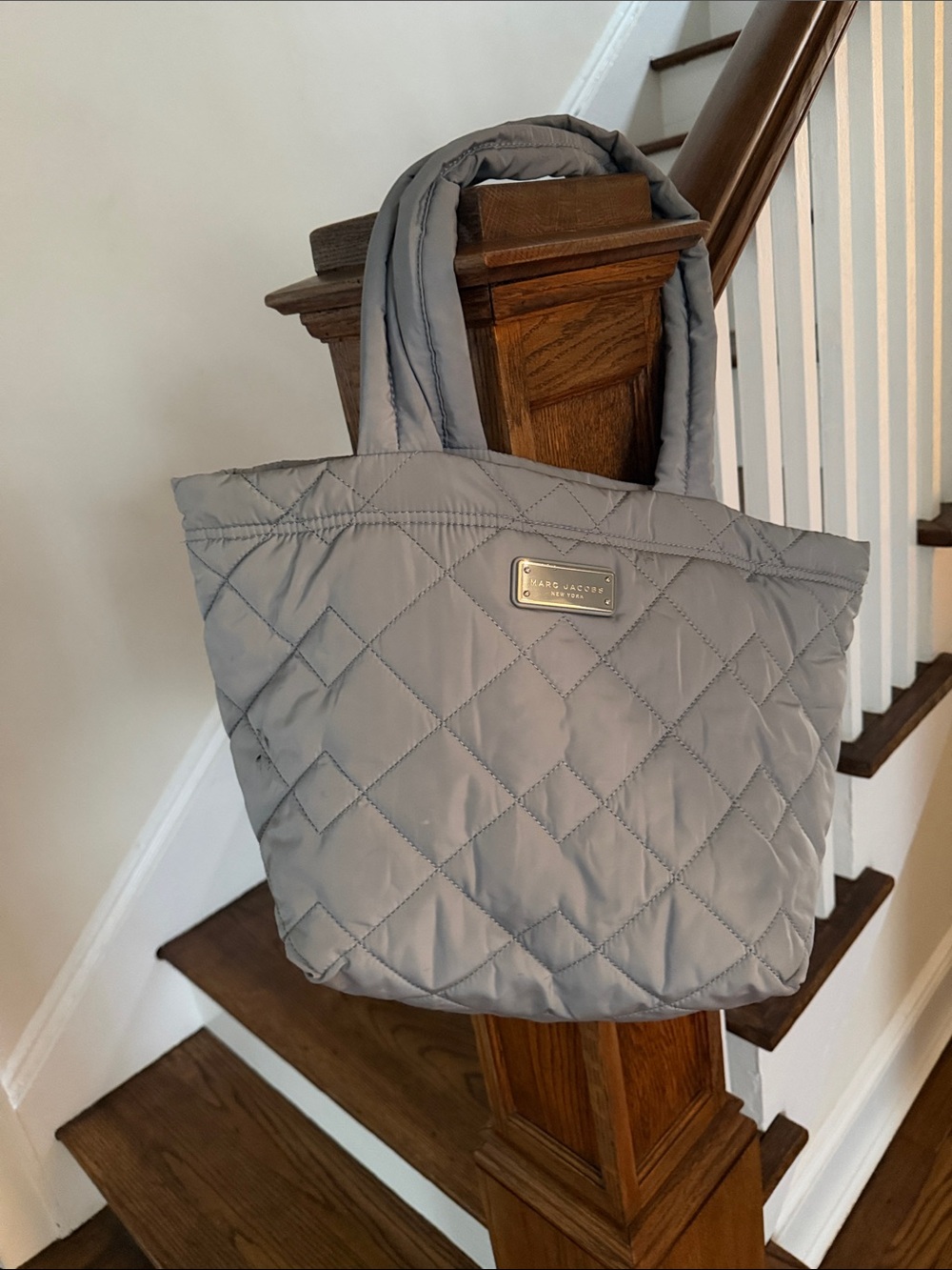 Marc Jacobs Quilted Light Gray Puffer Tote